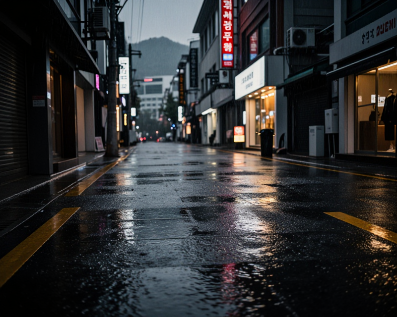 Rainy Seoul Urban Night