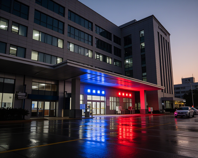 Cinematic Medical Center at Night